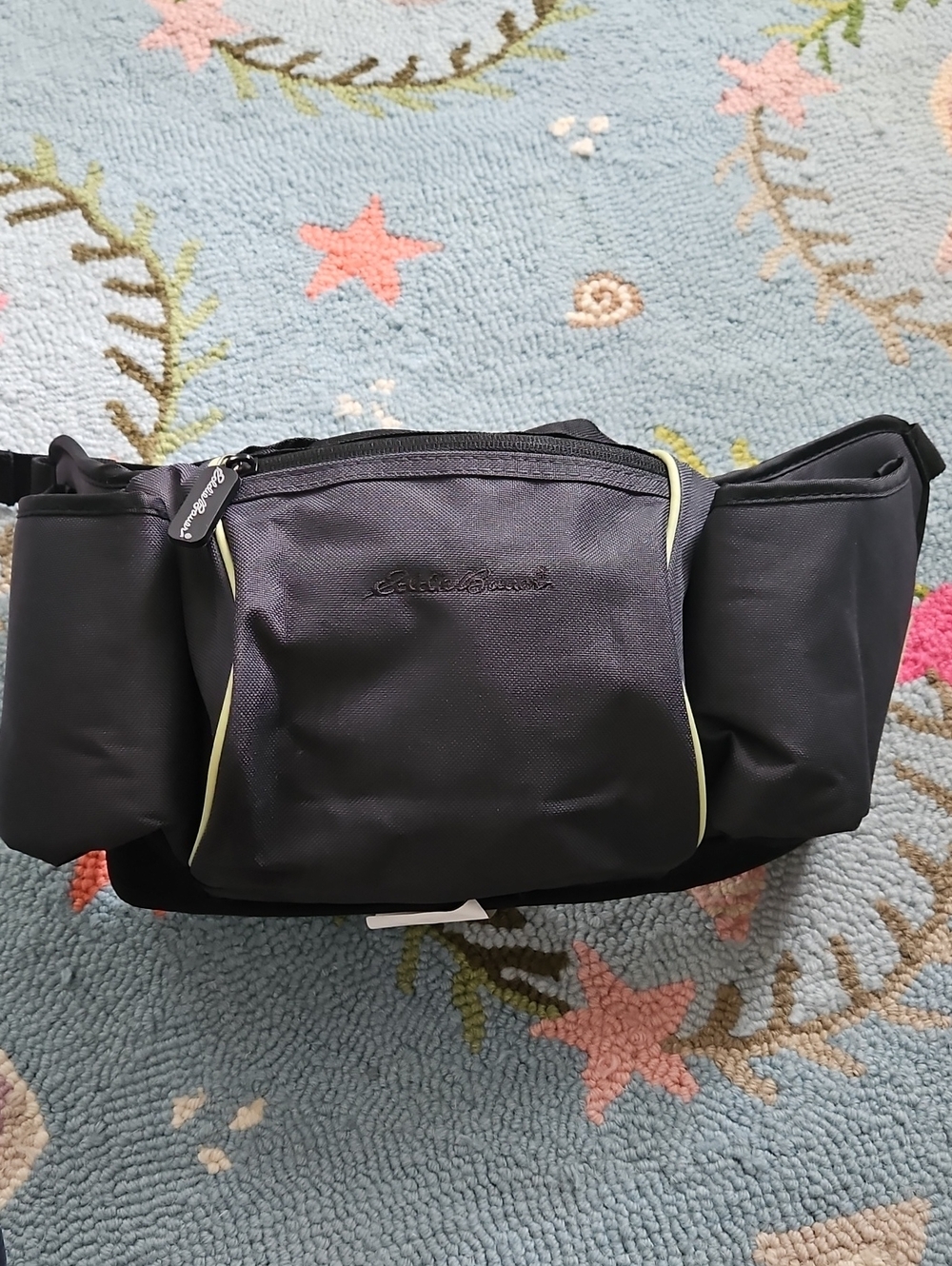 Eddie Bauer Black Waist/Fanny Pack with Lime Accents and 2 Bottle Pockets